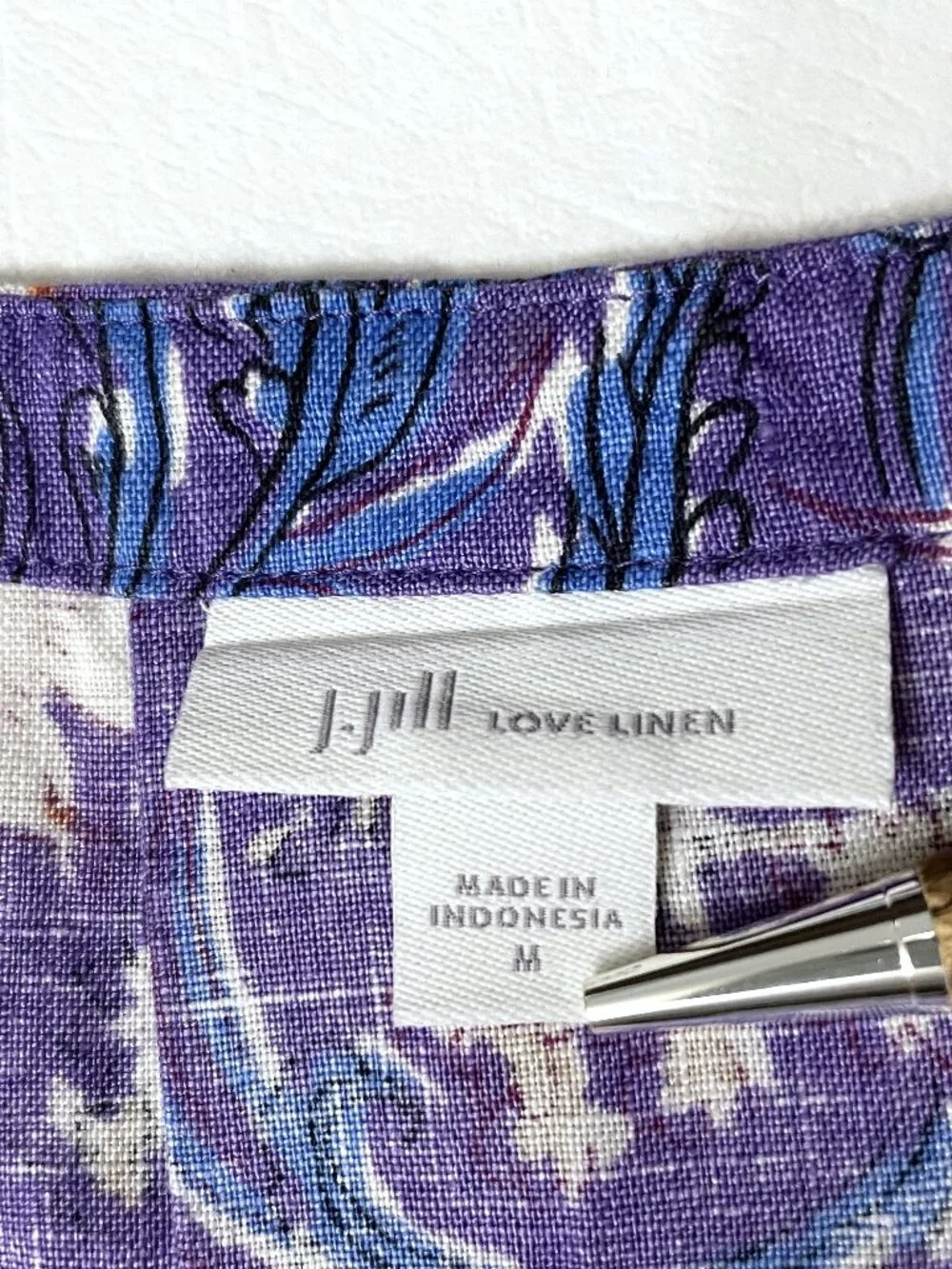 J Jill Love Linen Dress Womens Medium Purple 100% Linen Floral Sleeveless Shift